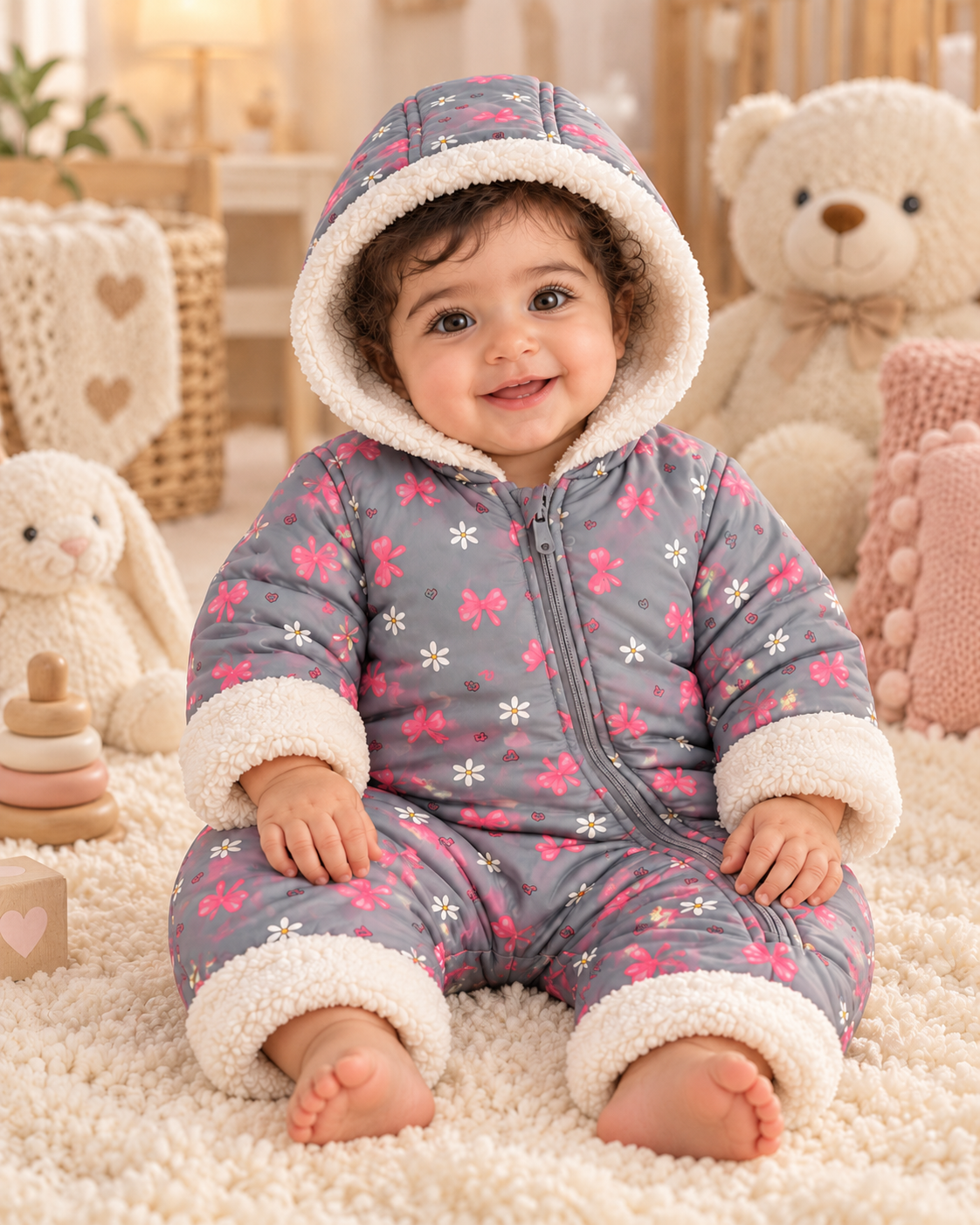 Pink Bow - Baby Snowsuit